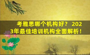 考雅思哪个机构好？ 2023年最佳培训机构全面解析！